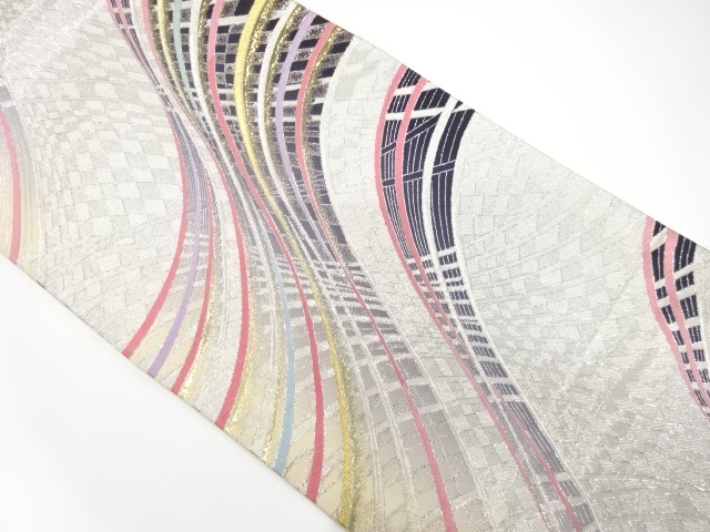 よろけ横段模様織り出し　振袖用袋帯